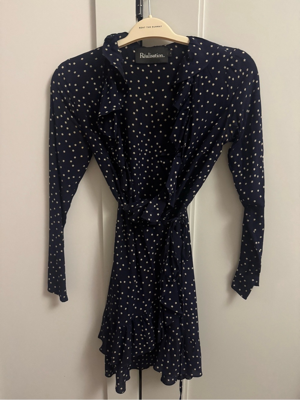 Realisation Par Navy Star Ruffle Wrap Mini Dress - Picture 3 of 4